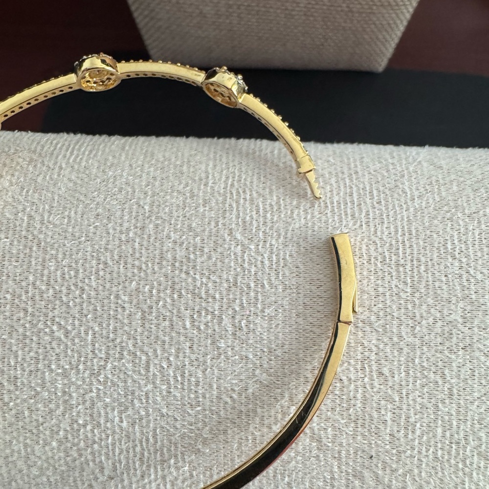 Elegant Gold  Bracelet with Sparkling Round Diamonique Crystal Round Accents - Picture 9 of 13